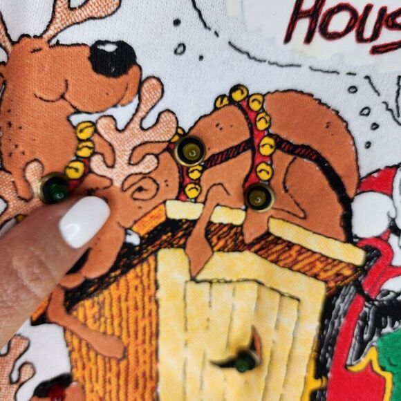 Vintage 80s Light Up Funny Christmas Sweatshirt Santa Mens Size XL White Crewnec - Picture 3 of 9